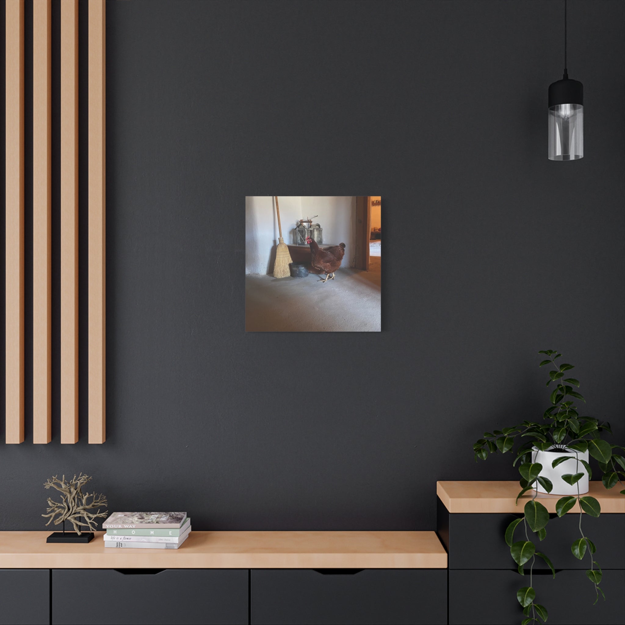 Farmhouse Chicken Canvas Print - Rustic Hen Matte Stretched Wall Art