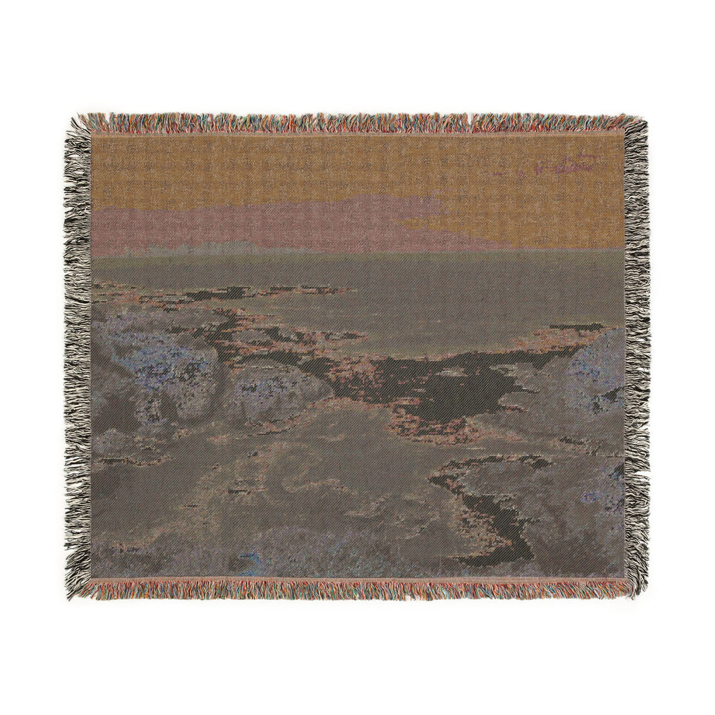 Coastal Ocean Waves Woven Blanket — Seaside Tapestry Throw