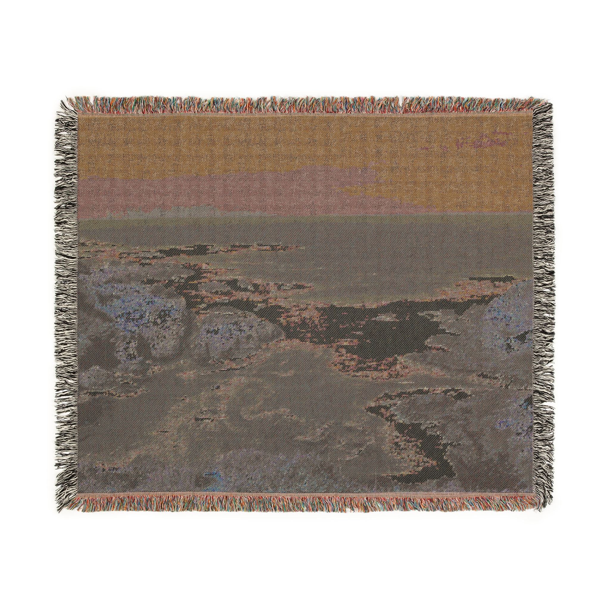 Coastal Ocean Waves Woven Blanket — Seaside Tapestry Throw