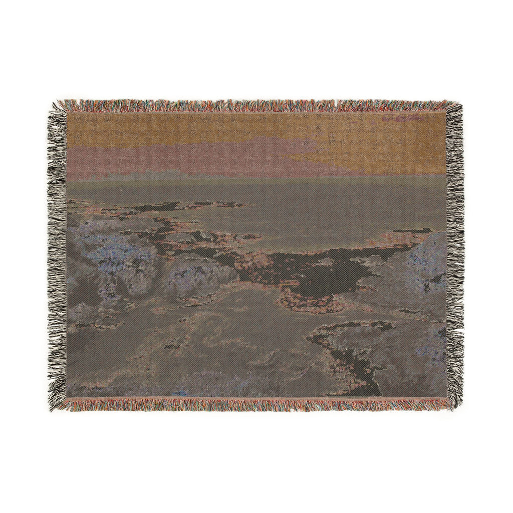 Coastal Ocean Waves Woven Blanket — Seaside Tapestry Throw