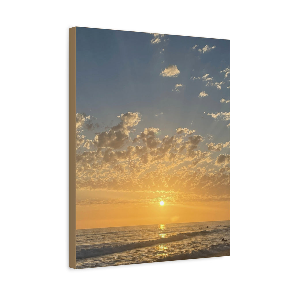 Sunset Over Ocean Matte Canvas Print — Beach Sunrise Wall Art (Stretched 1.25")