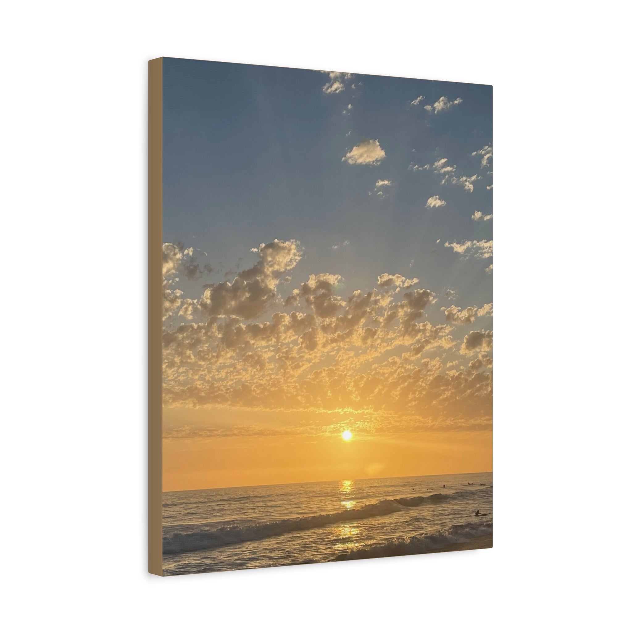 Sunset Over Ocean Matte Canvas Print — Beach Sunrise Wall Art (Stretched 1.25")