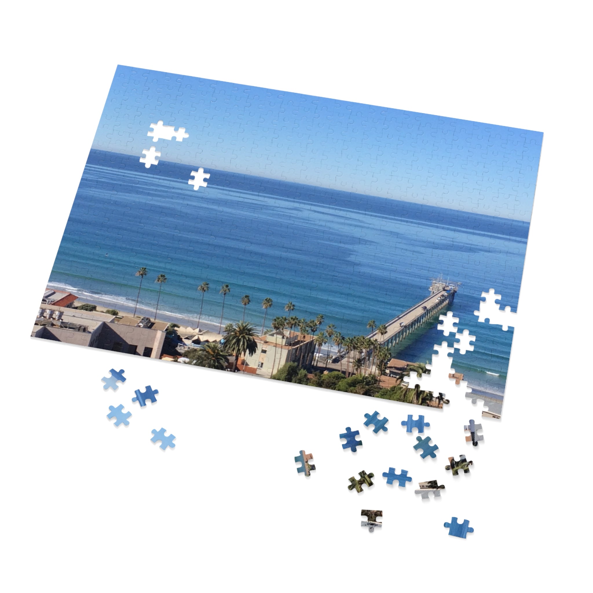 Coastal Pier Jigsaw Puzzle (with Tin) — Scenic Ocean View Puzzle Gift
