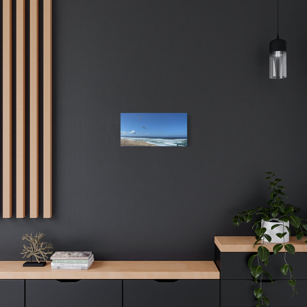 Coastal Seascape Canvas Print — Panoramic Beach with Seagulls