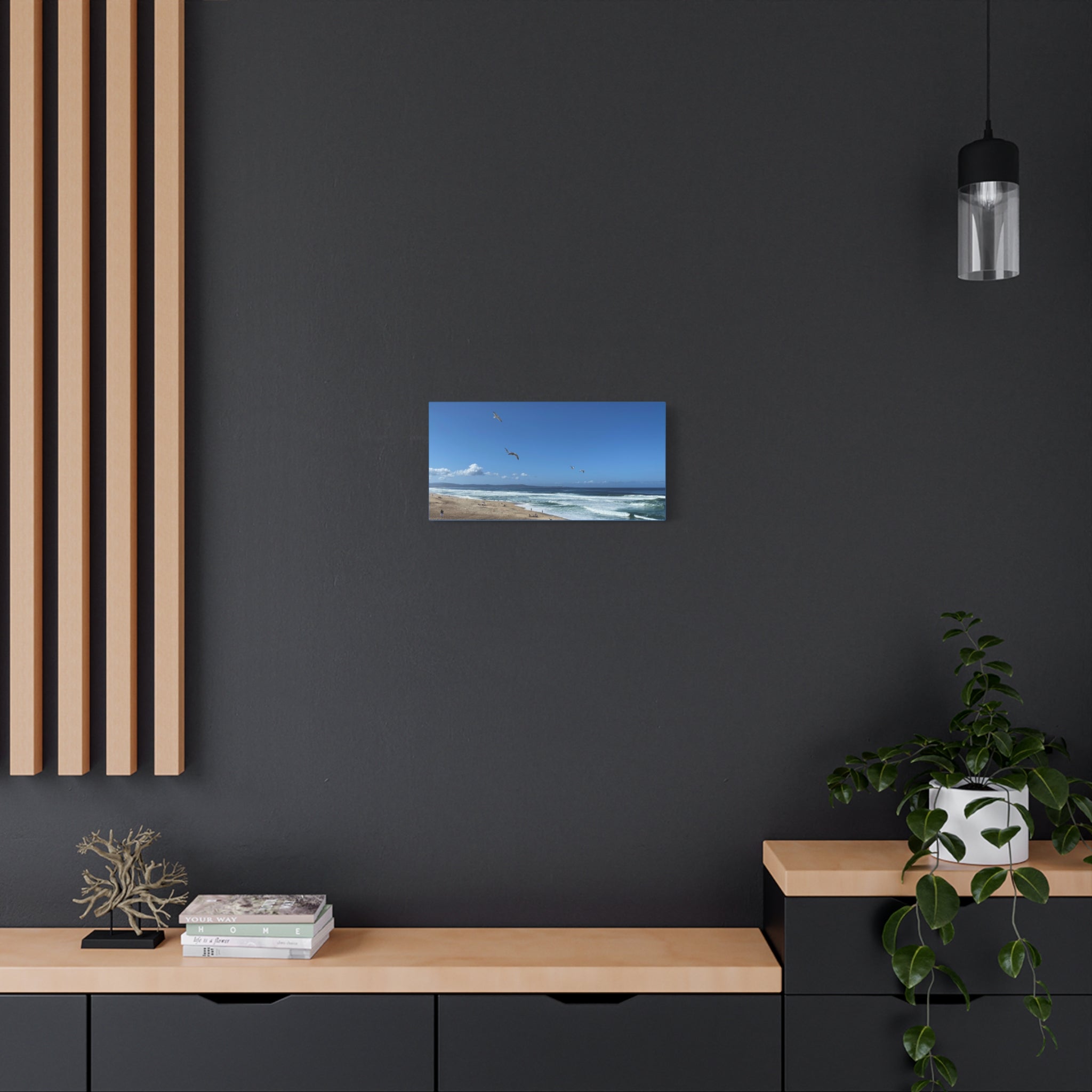 Coastal Seascape Canvas Print — Panoramic Beach with Seagulls