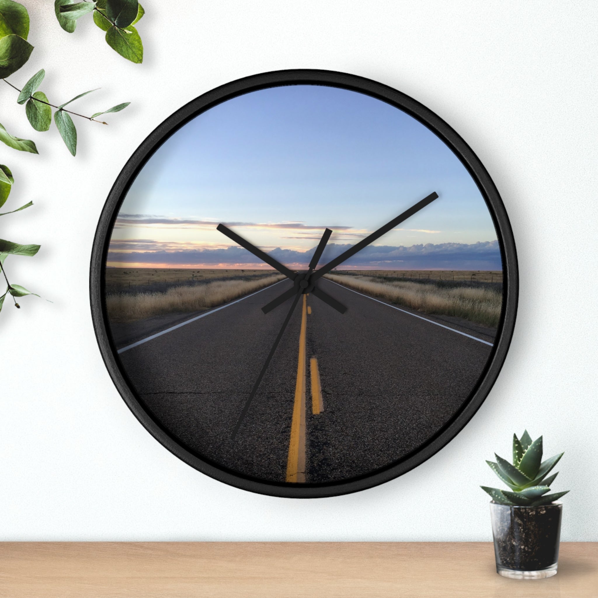 Road to Sunrise Wall Clock — Scenic Open Highway Decorative Clock
