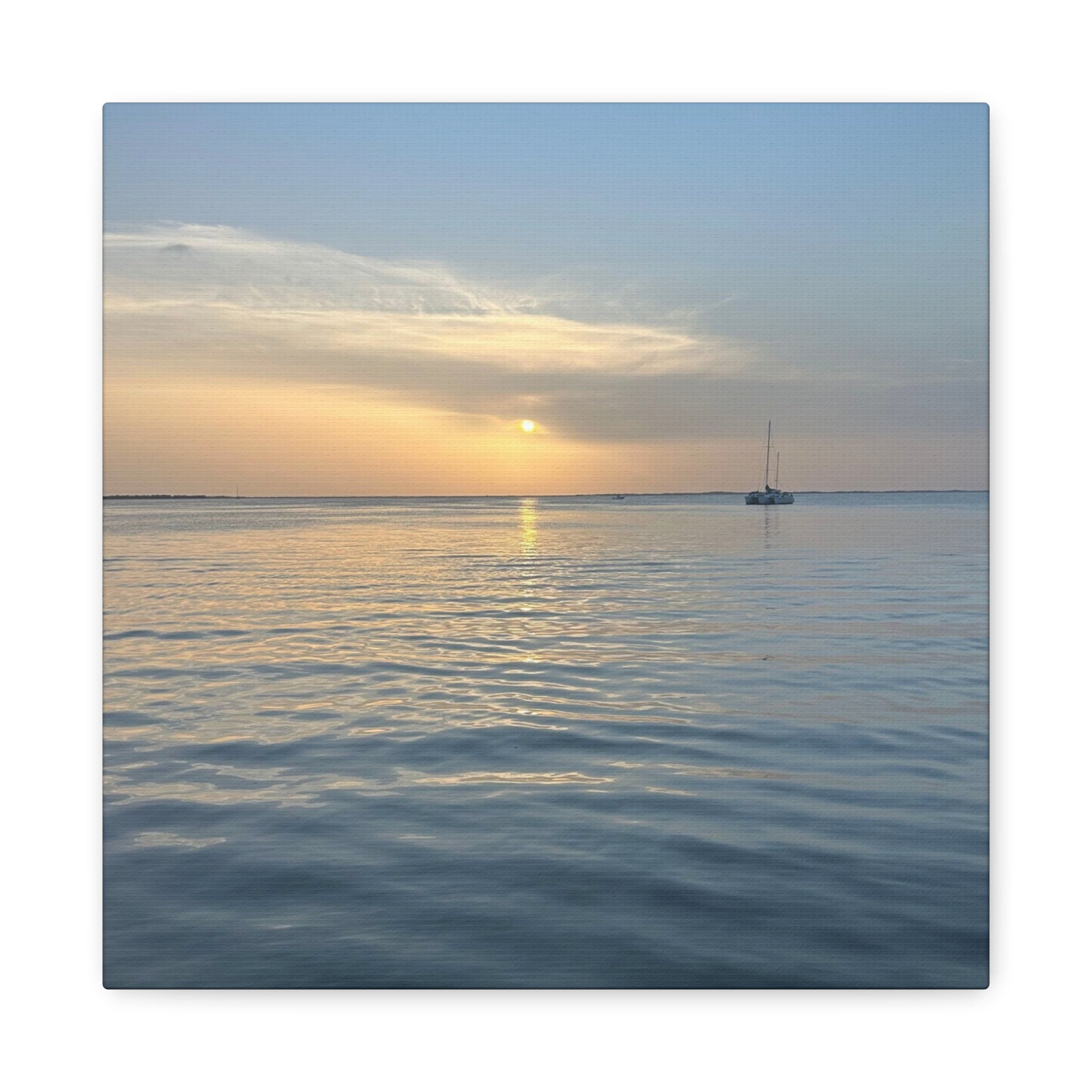 Sunset Sail Matte Canvas Print — Tranquil Ocean Wall Art, Stretched 1.25"