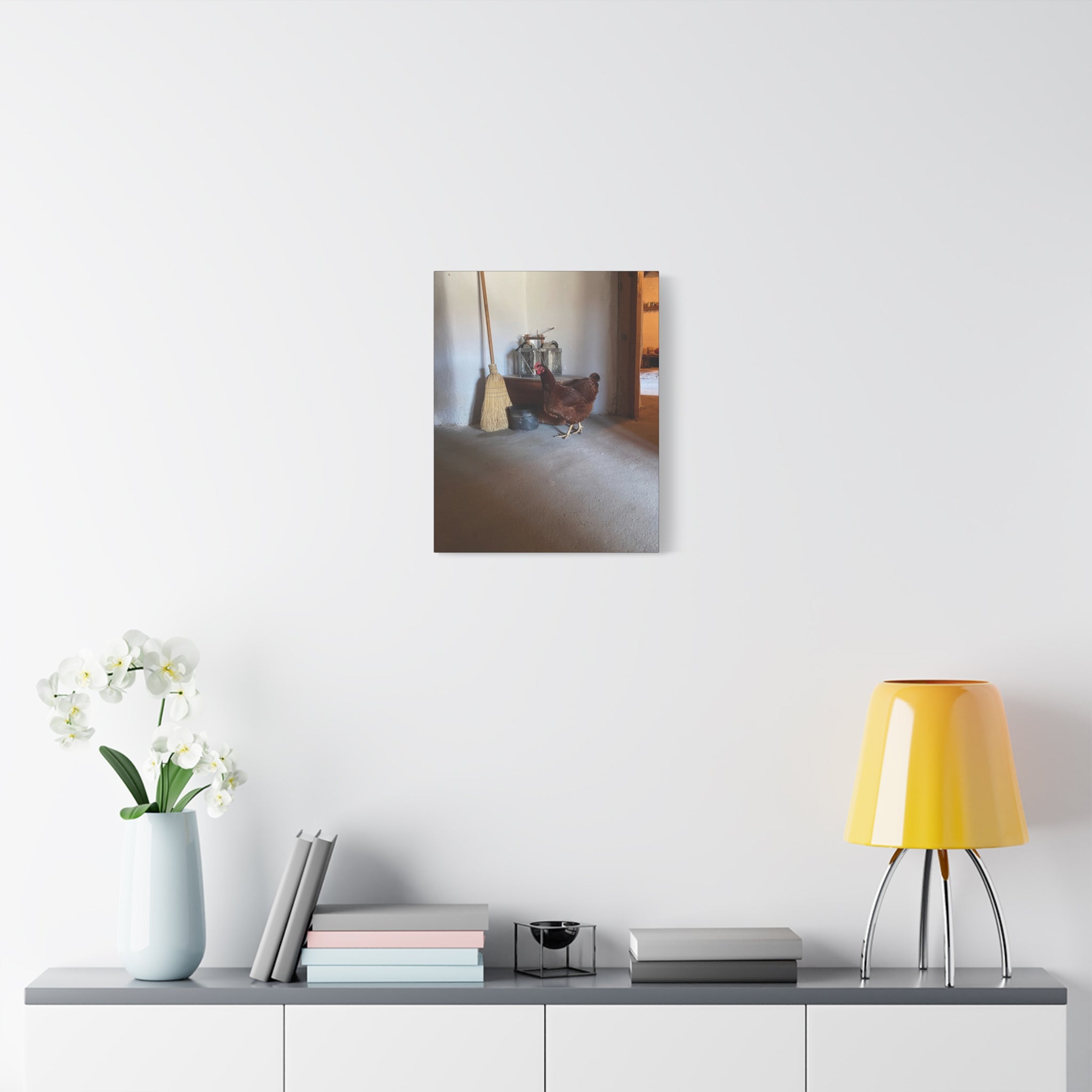 Farmhouse Chicken Canvas Print - Rustic Hen Matte Stretched Wall Art