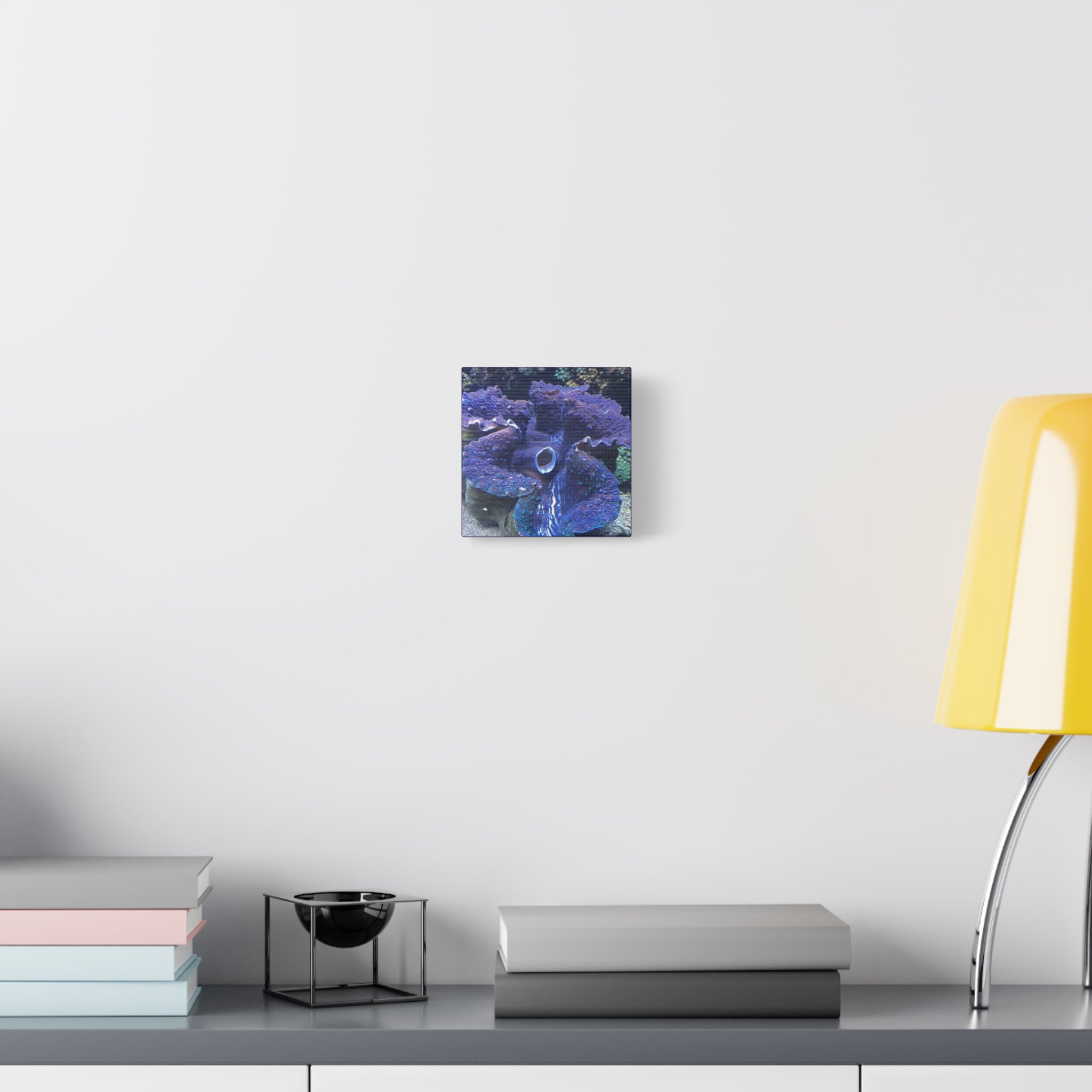 Blue Tridacna Clam Matte Canvas Print — Vibrant Ocean Coral Wall Art