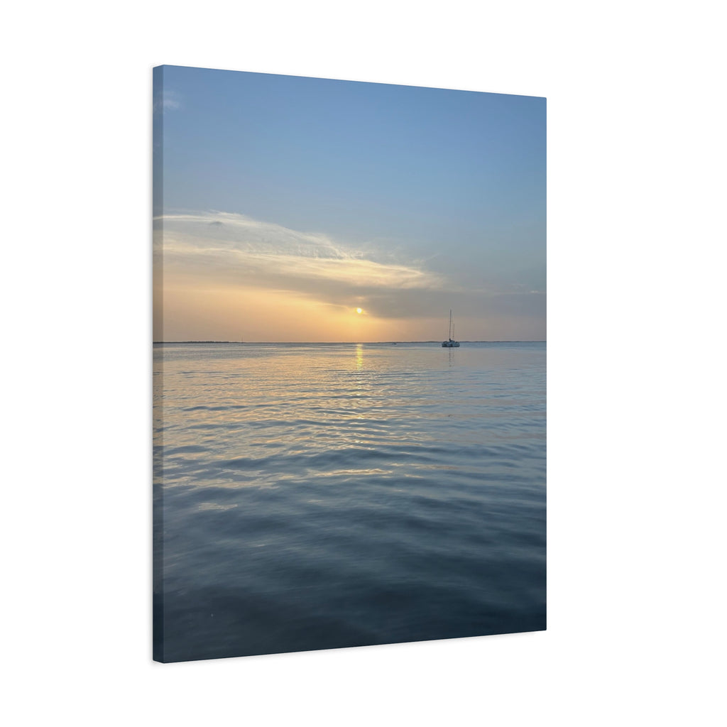 Sunset Sail Matte Canvas Print — Tranquil Ocean Wall Art, Stretched 1.25"