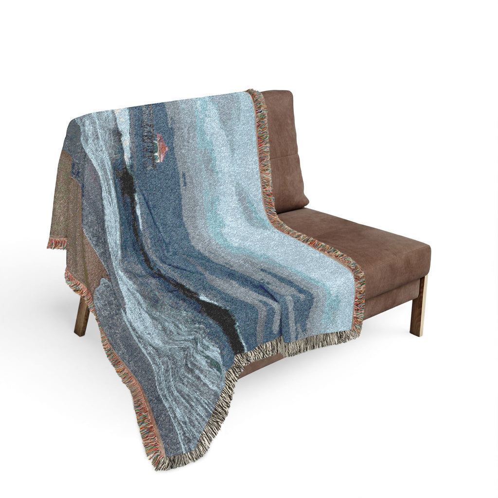 Coastal Pier Woven Blanket — Scenic Beach Throw for Home & Travel