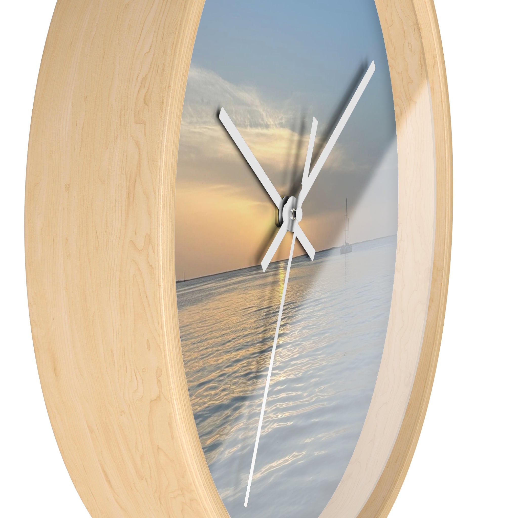 Sunset Sail Wall Clock — Coastal Sunset Seascape Home Decor