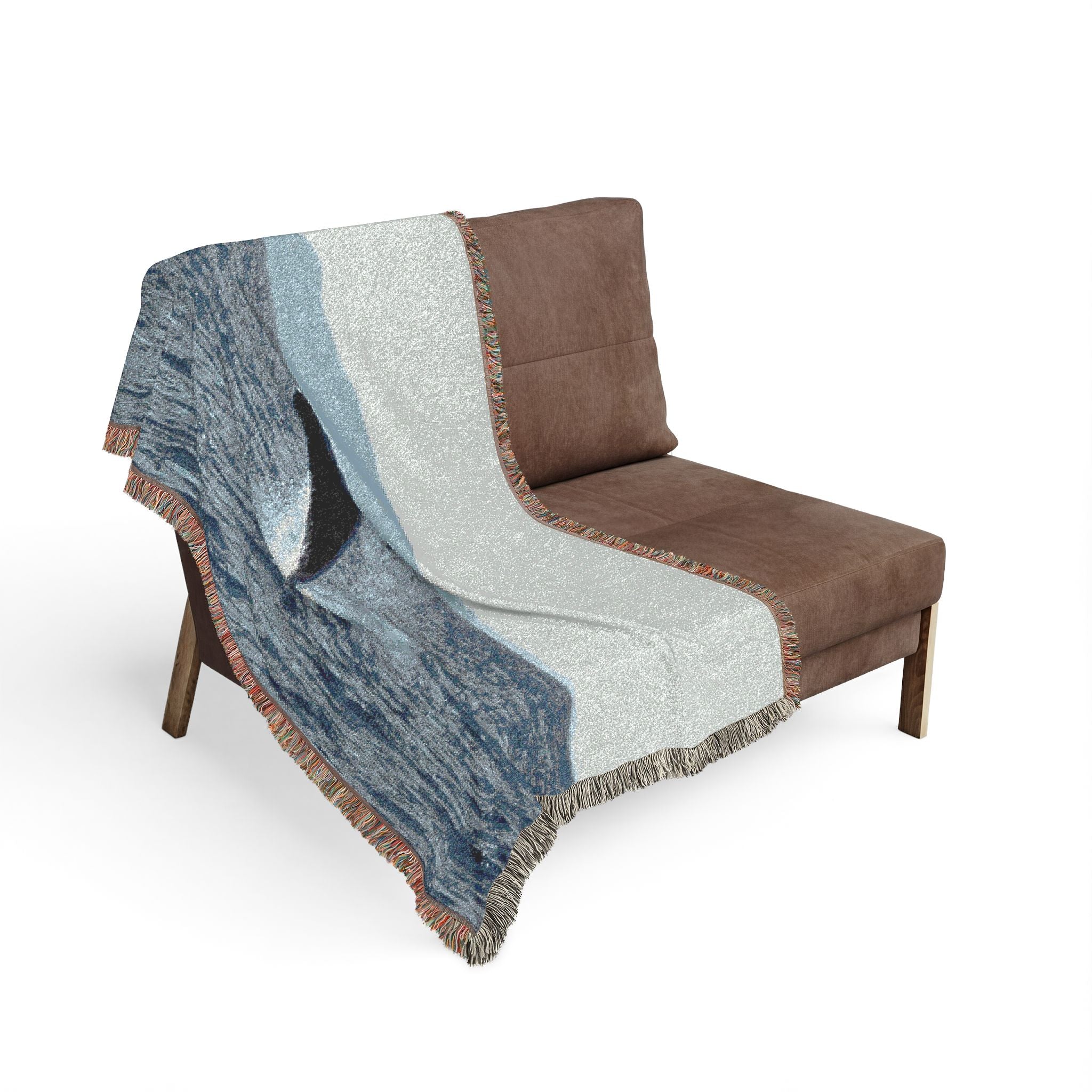 Whale Breach Woven Blanket — Ocean Coastal Throw for Marine Lovers