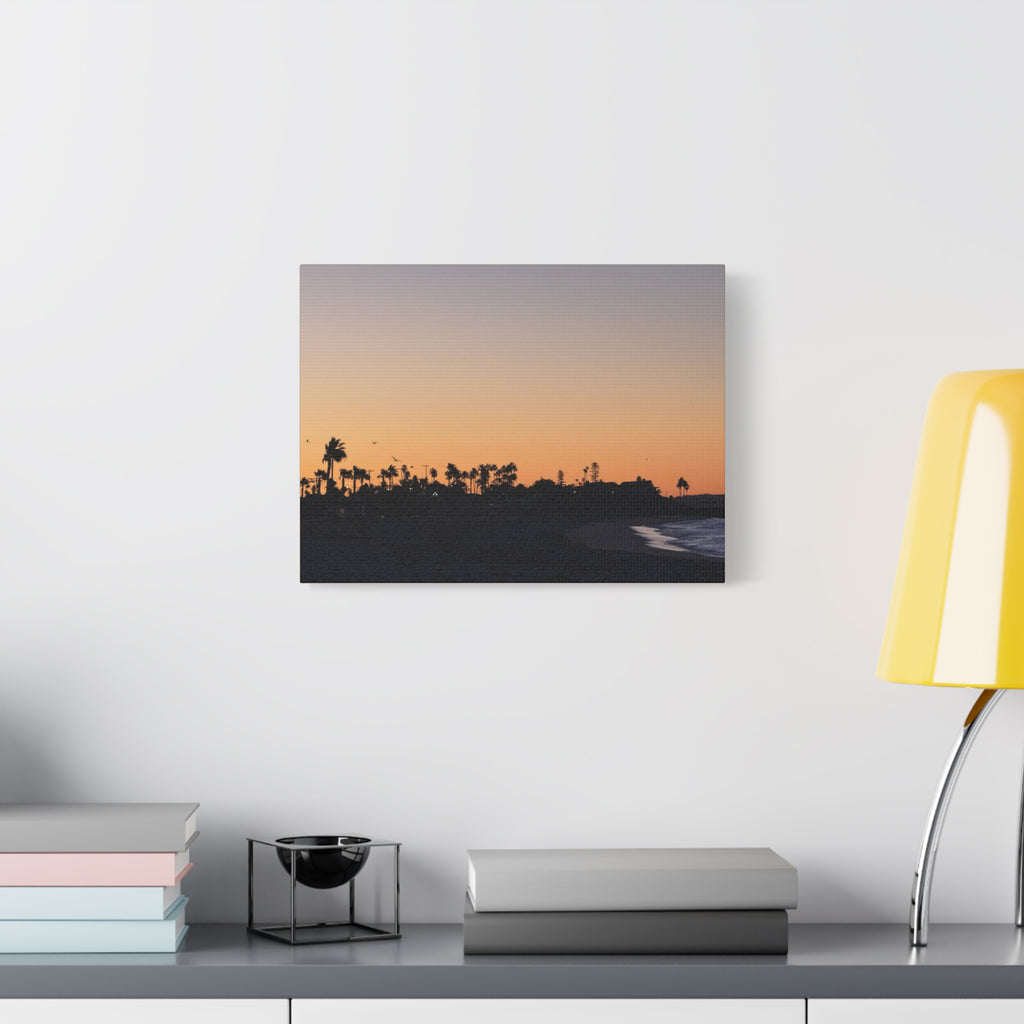Sunset Beach Silhouette Matte Canvas Print
