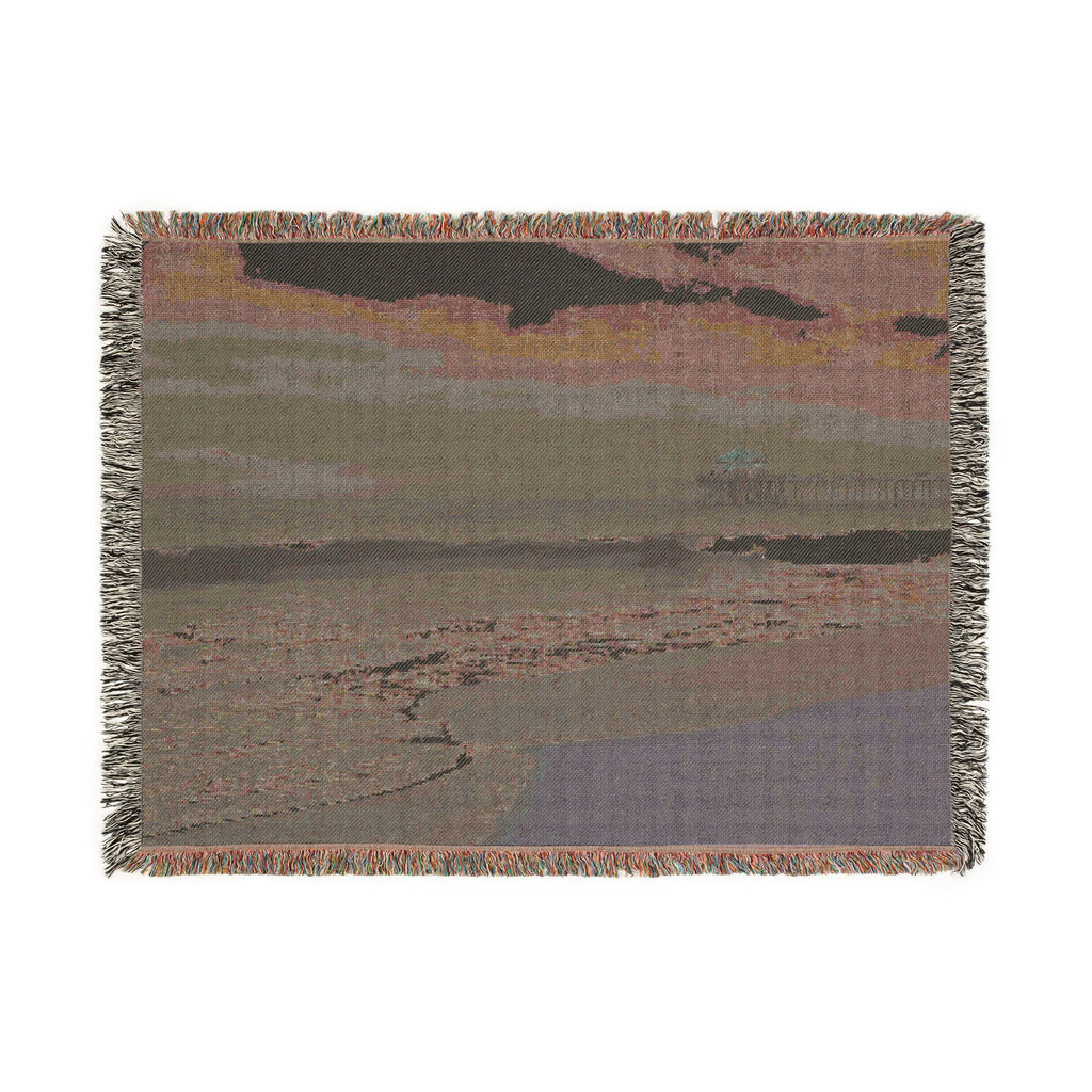 Coastal Pier Woven Blanket — Scenic Beach Throw for Home & Travel