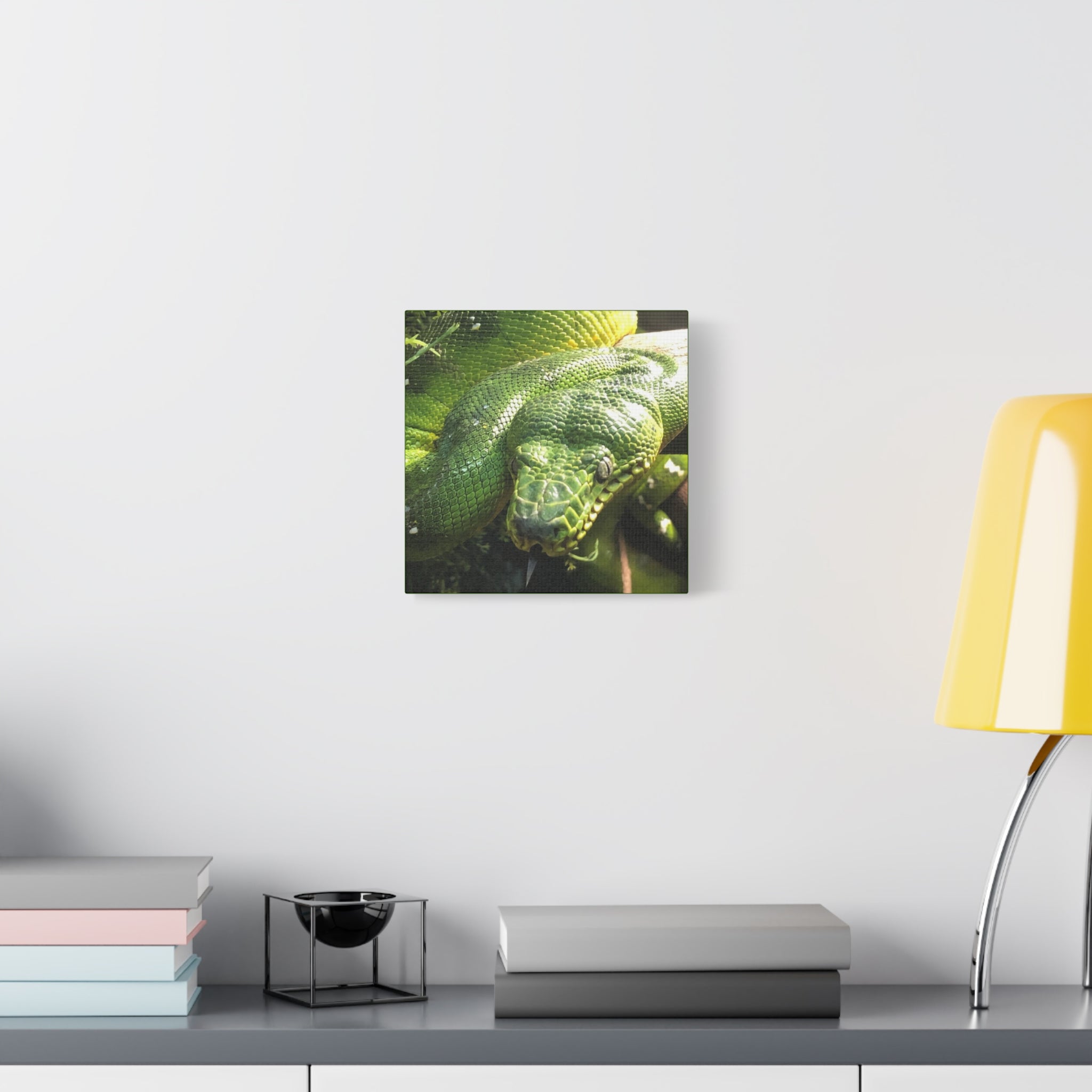 Green Tree Python Canvas Print — Tropical Snake Wall Art (Matte Stretched)