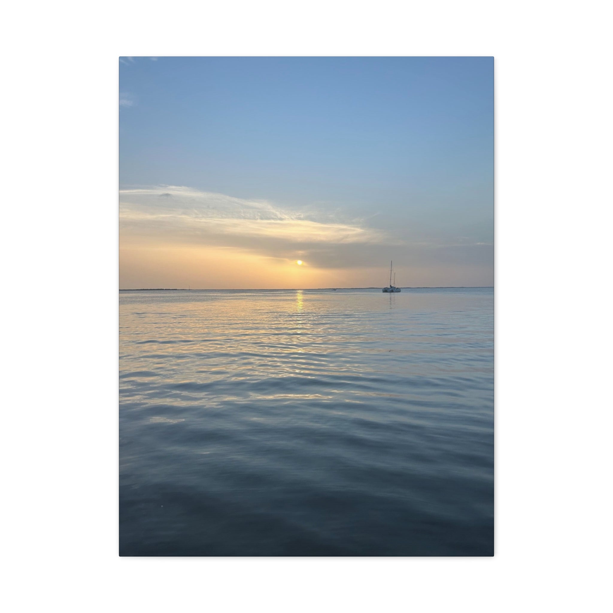 Sunset Sail Matte Canvas Print — Tranquil Ocean Wall Art, Stretched 1.25"