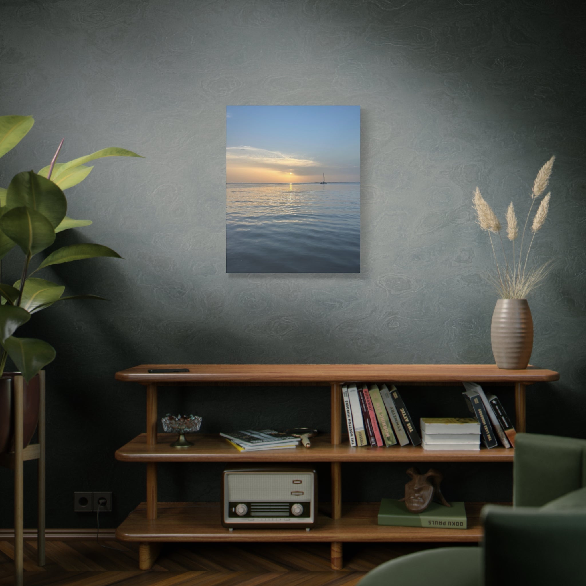 Sunset Sail Matte Canvas Print — Tranquil Ocean Wall Art, Stretched 1.25"
