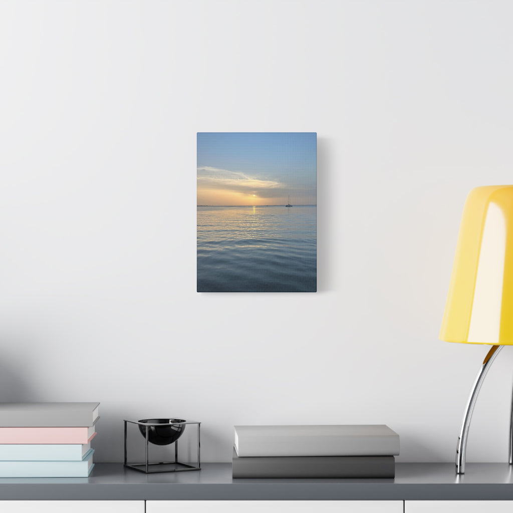 Sunset Sail Matte Canvas Print — Tranquil Ocean Wall Art, Stretched 1.25"