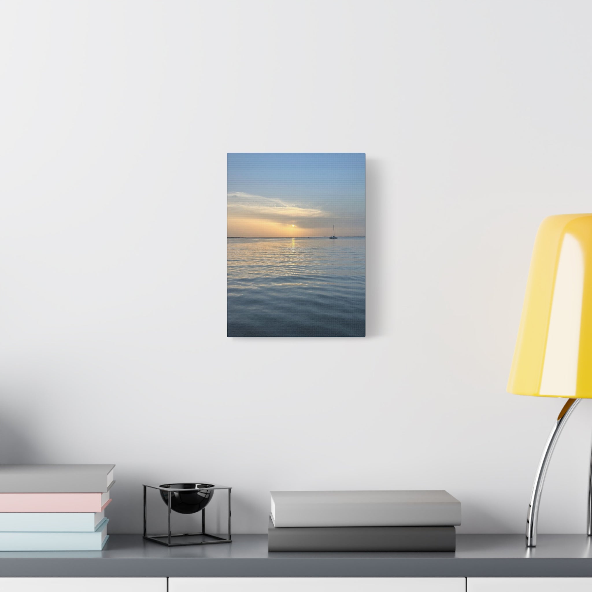 Sunset Sail Matte Canvas Print — Tranquil Ocean Wall Art, Stretched 1.25"