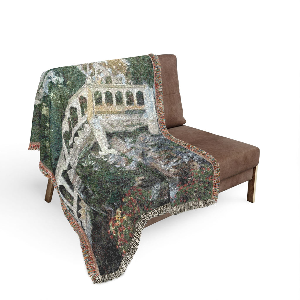 Woven Blanket — Scenic Stone Staircase Tapestry Throw