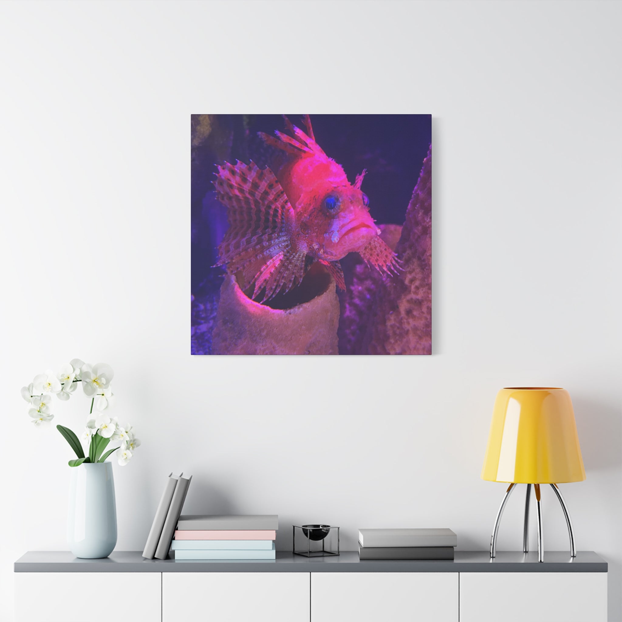 Fuzzy Dwarf Lionfish Canvas Print — Vibrant Marine Wall Art (1.25" Stretched)