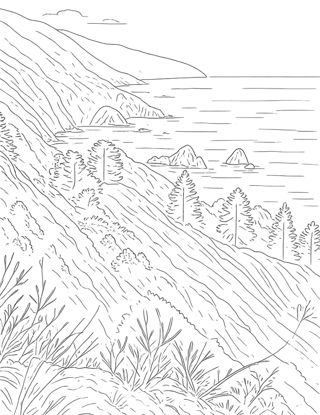 Nature Scene Coloring Pages