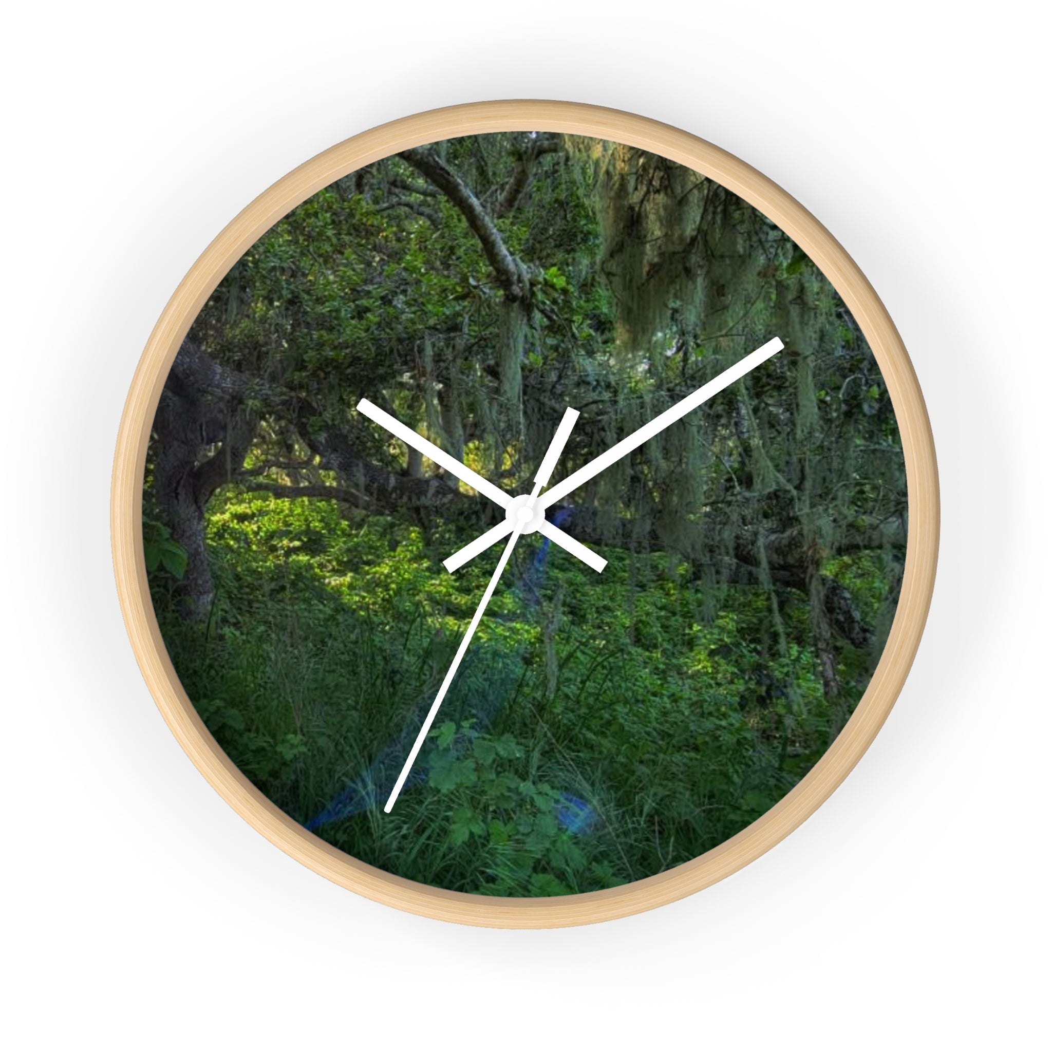 Mossy Forest Wall Clock — Tranquil Green Woodland Timepiece