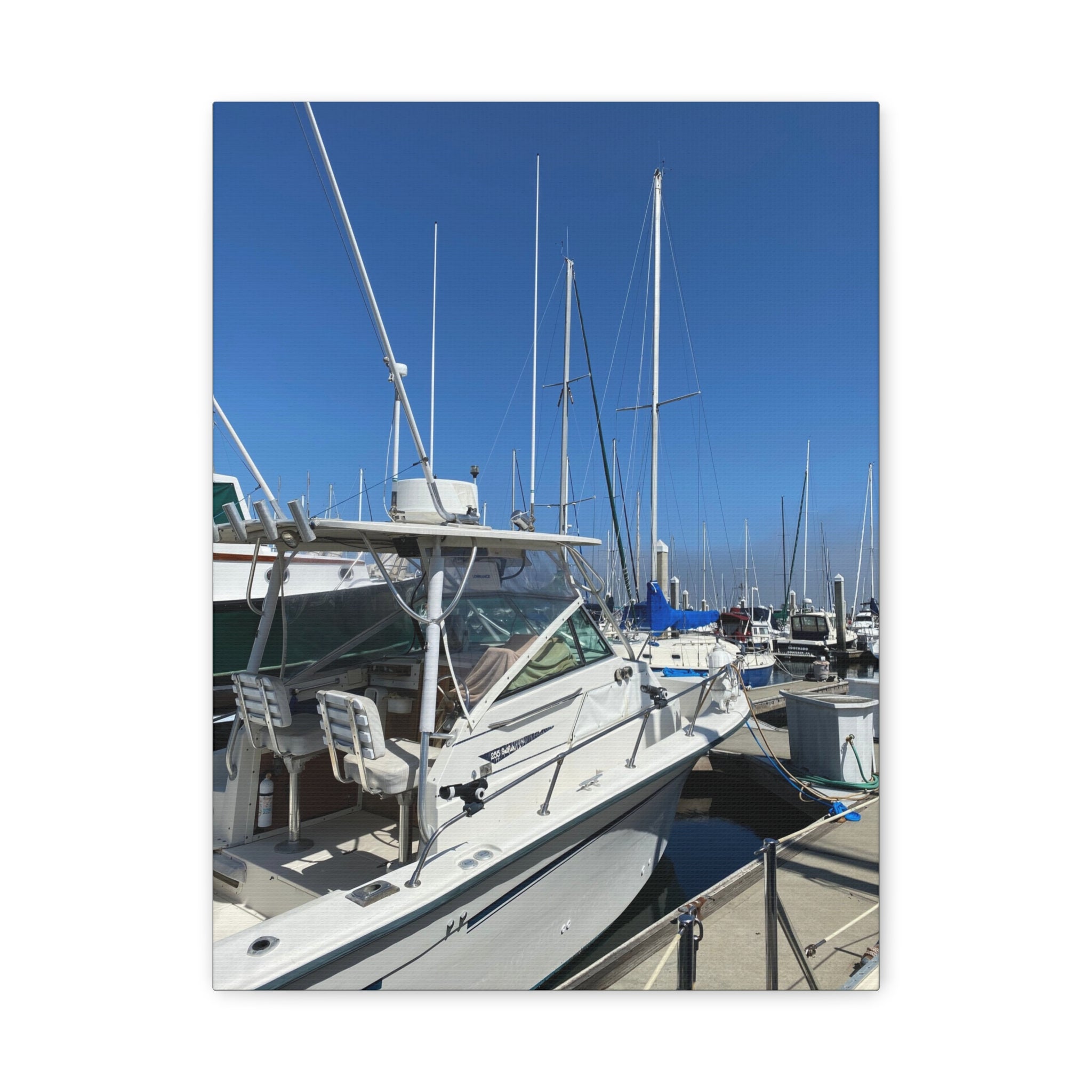 Marina Yacht Canvas Print – Stretched Matte Harbor Wall Art