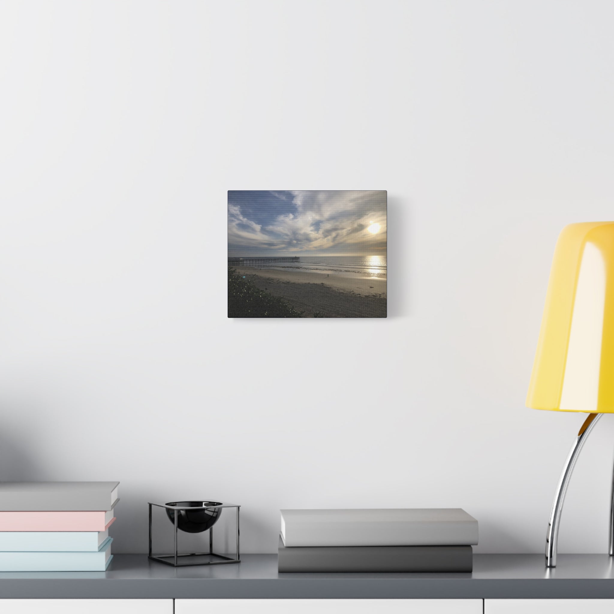 Sunset Pier Beach Canvas Print — Matte Stretched Wall Art