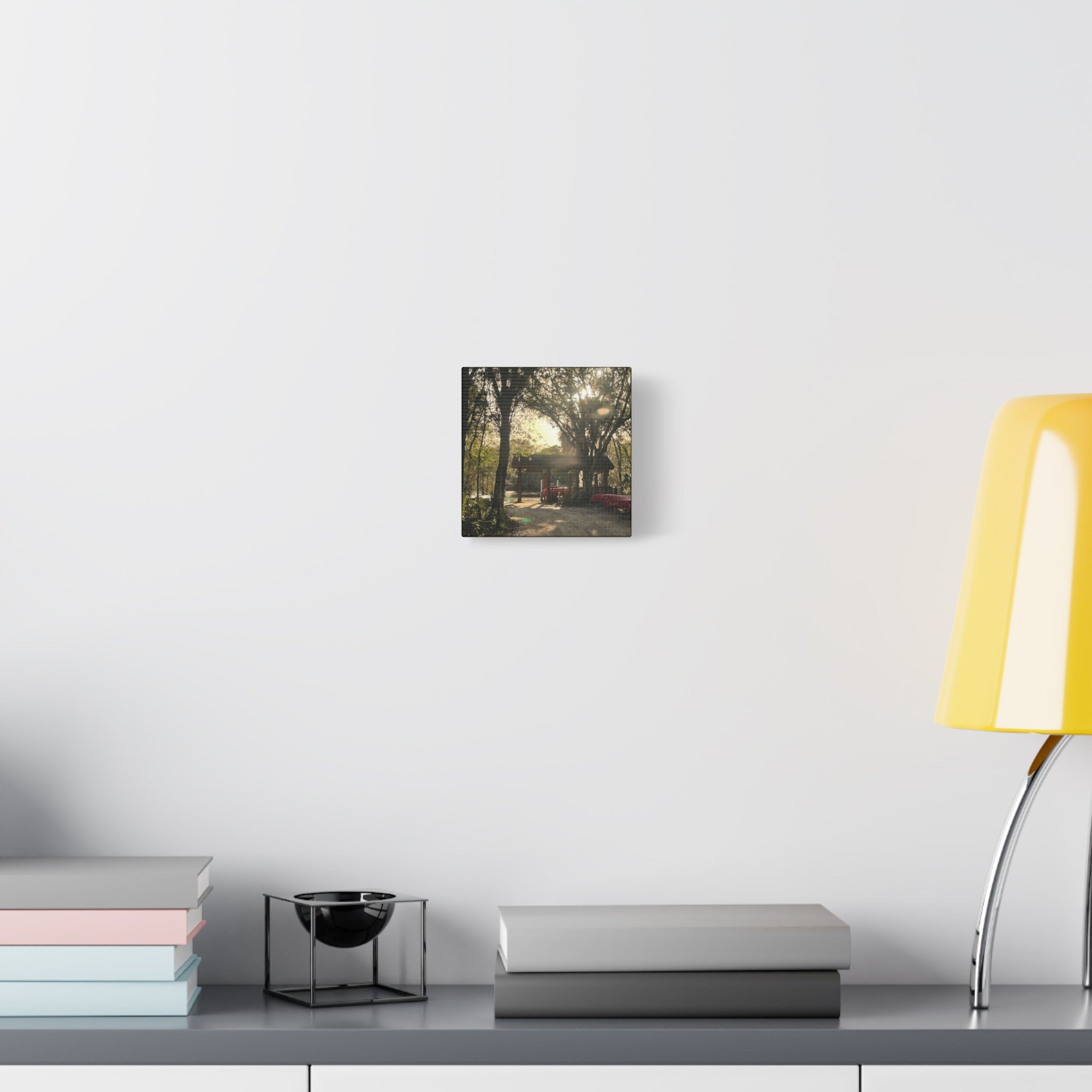 Hazy Morning Kayak - Sunlit Forest Matte Stretched Wall Art