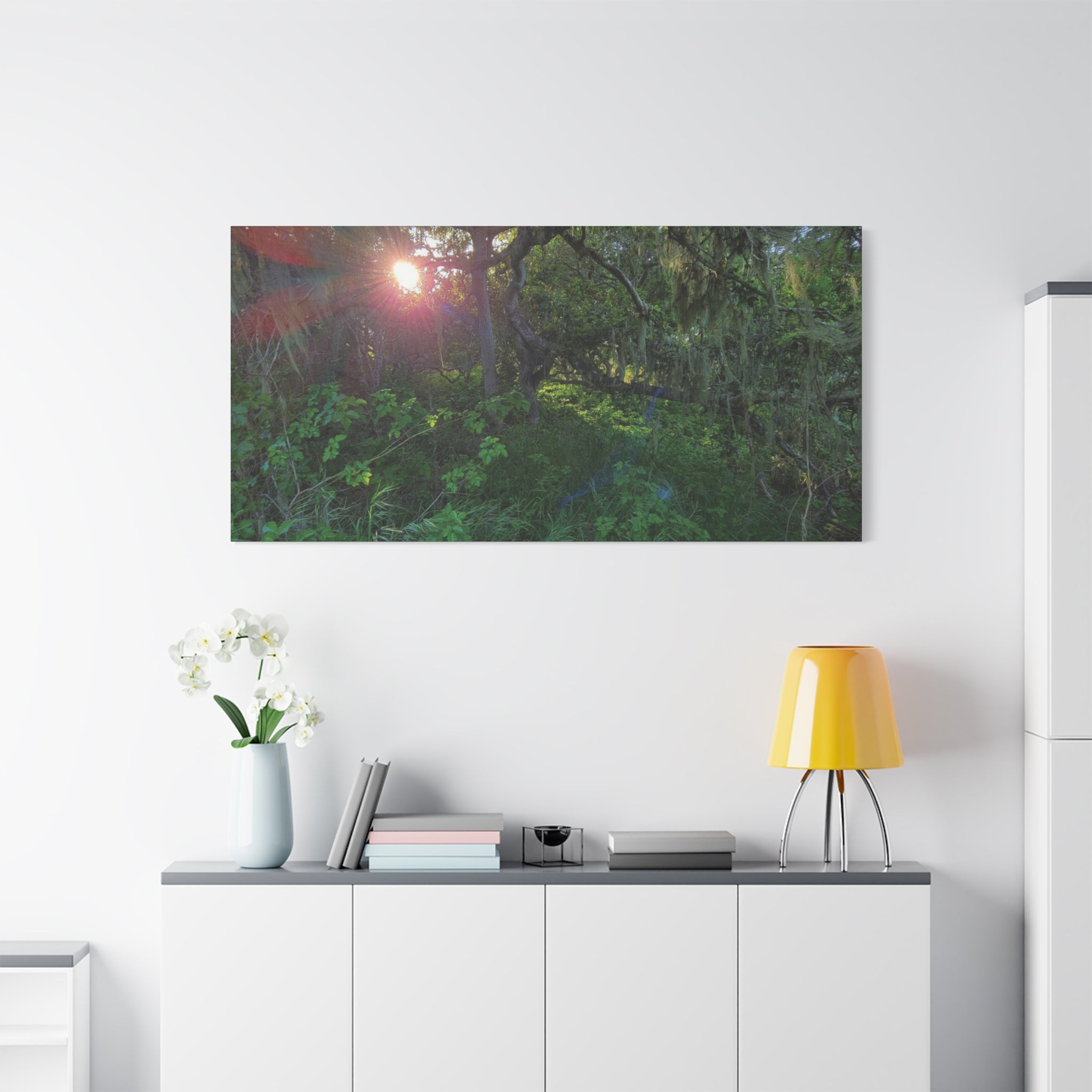 Sunlit Mossy Forest Canvas — Matte Stretched Wall Art