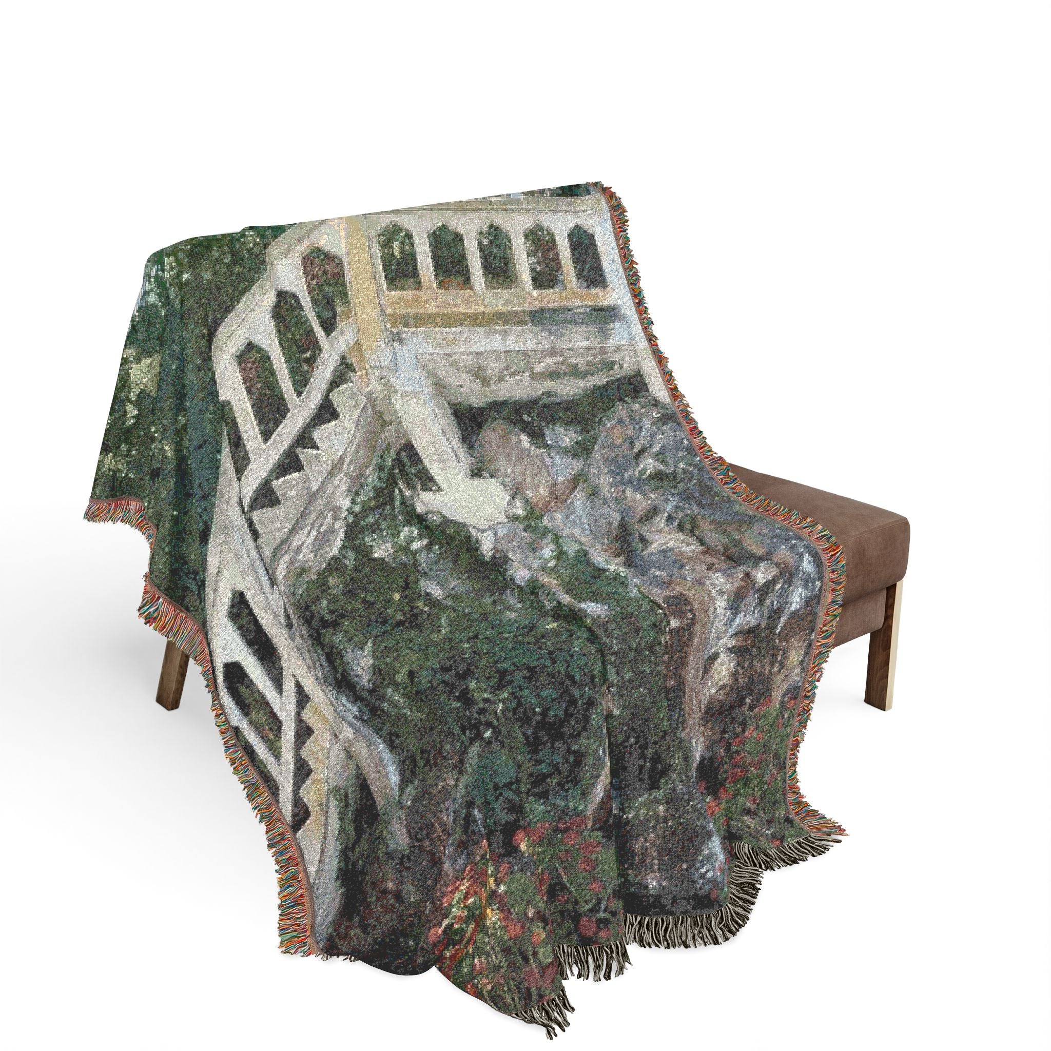 Woven Blanket — Scenic Stone Staircase Tapestry Throw