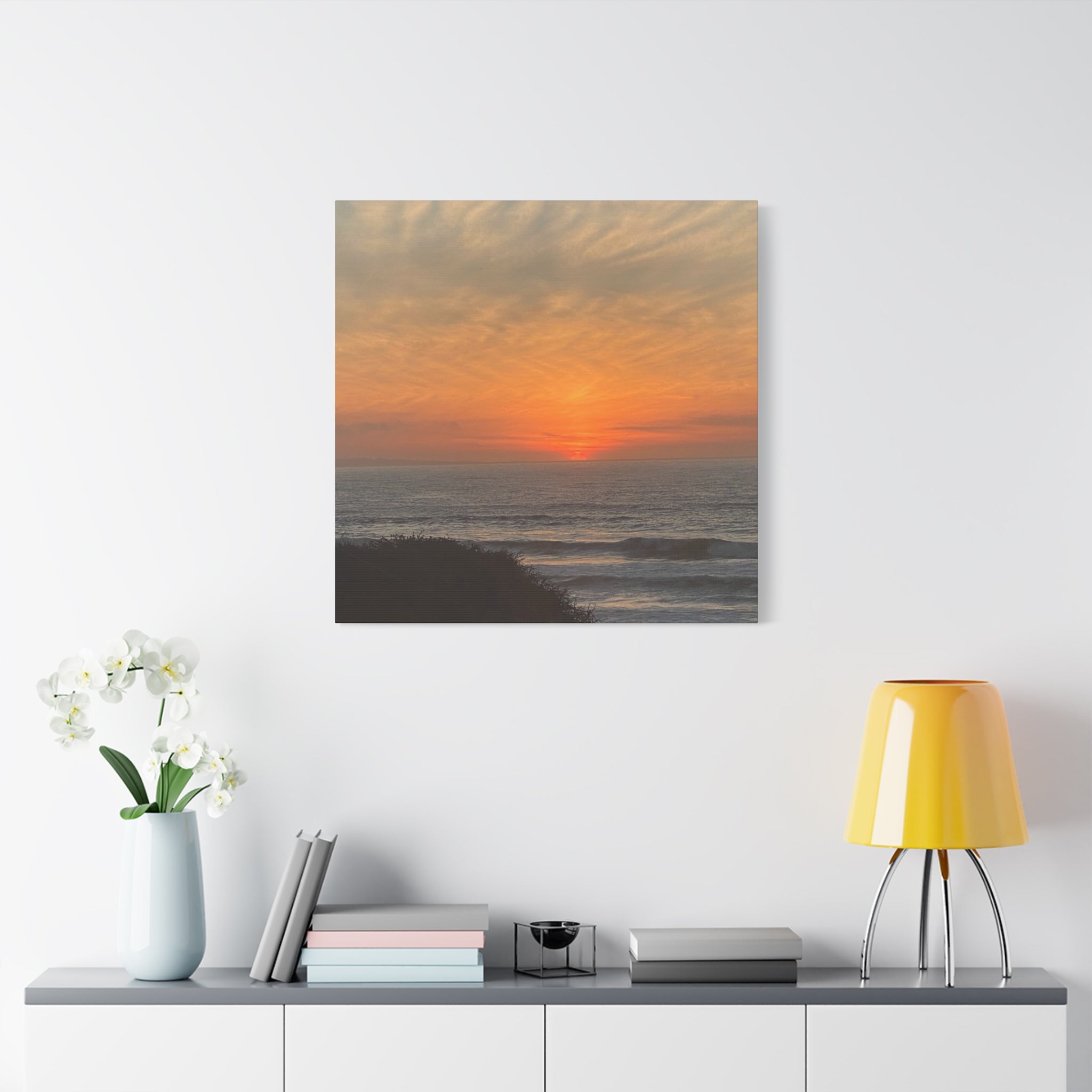 Sunset Ocean Canvas Wall Art — Matte Stretched 1.25"