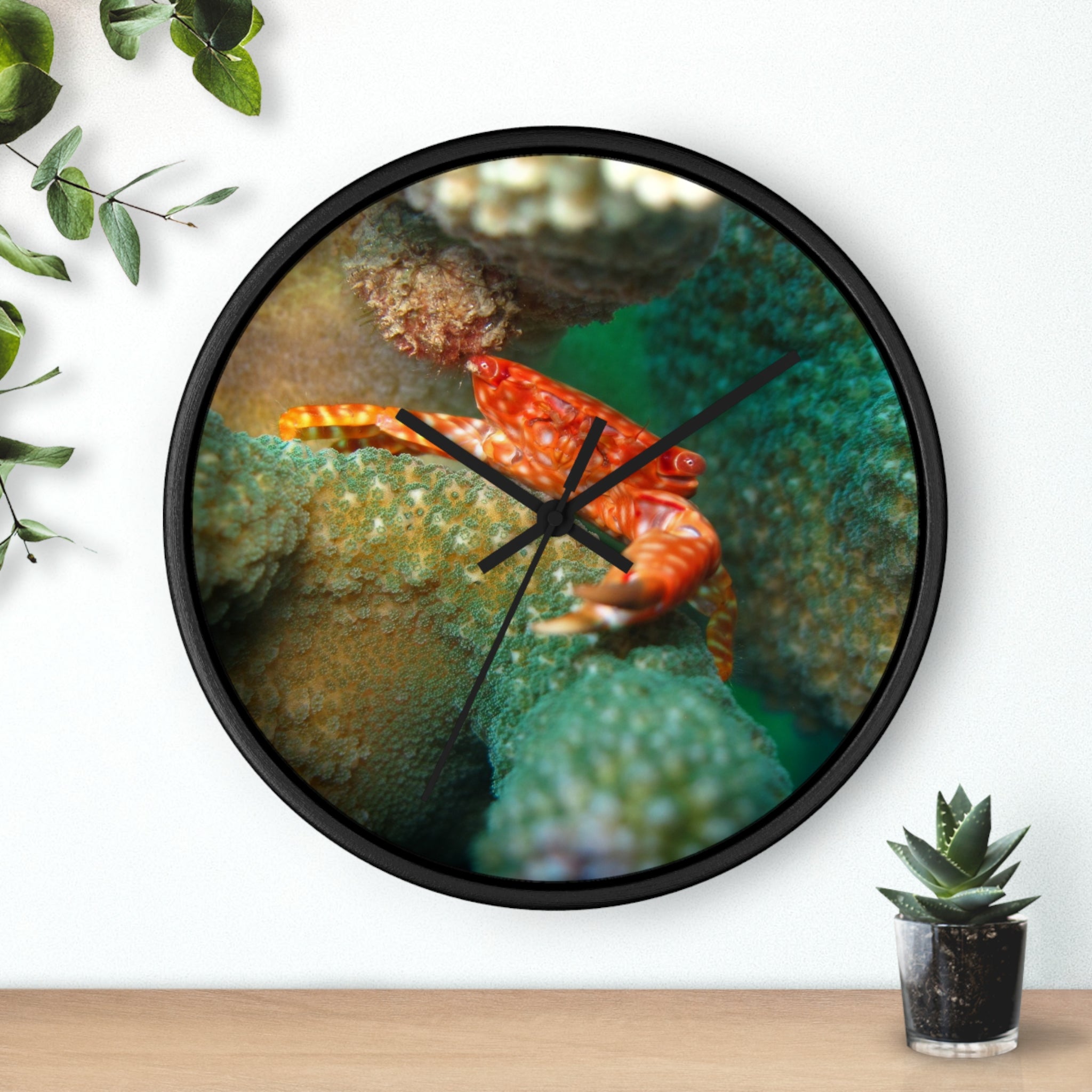Coral Reef Crab Wall Clock — Vibrant Underwater Ocean Decor