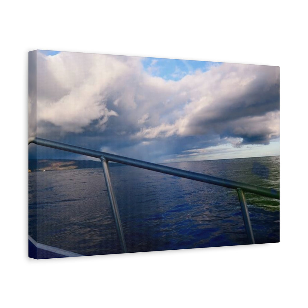 Ocean Horizon Boat Ride Matte Canvas Print – Stretched Seascape Wall Art
