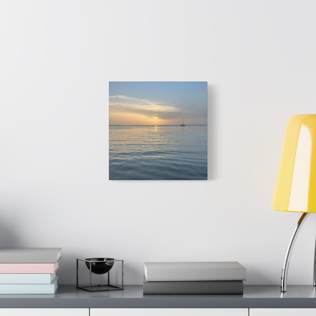 Sunset Sail Matte Canvas Print — Tranquil Ocean Wall Art, Stretched 1.25"