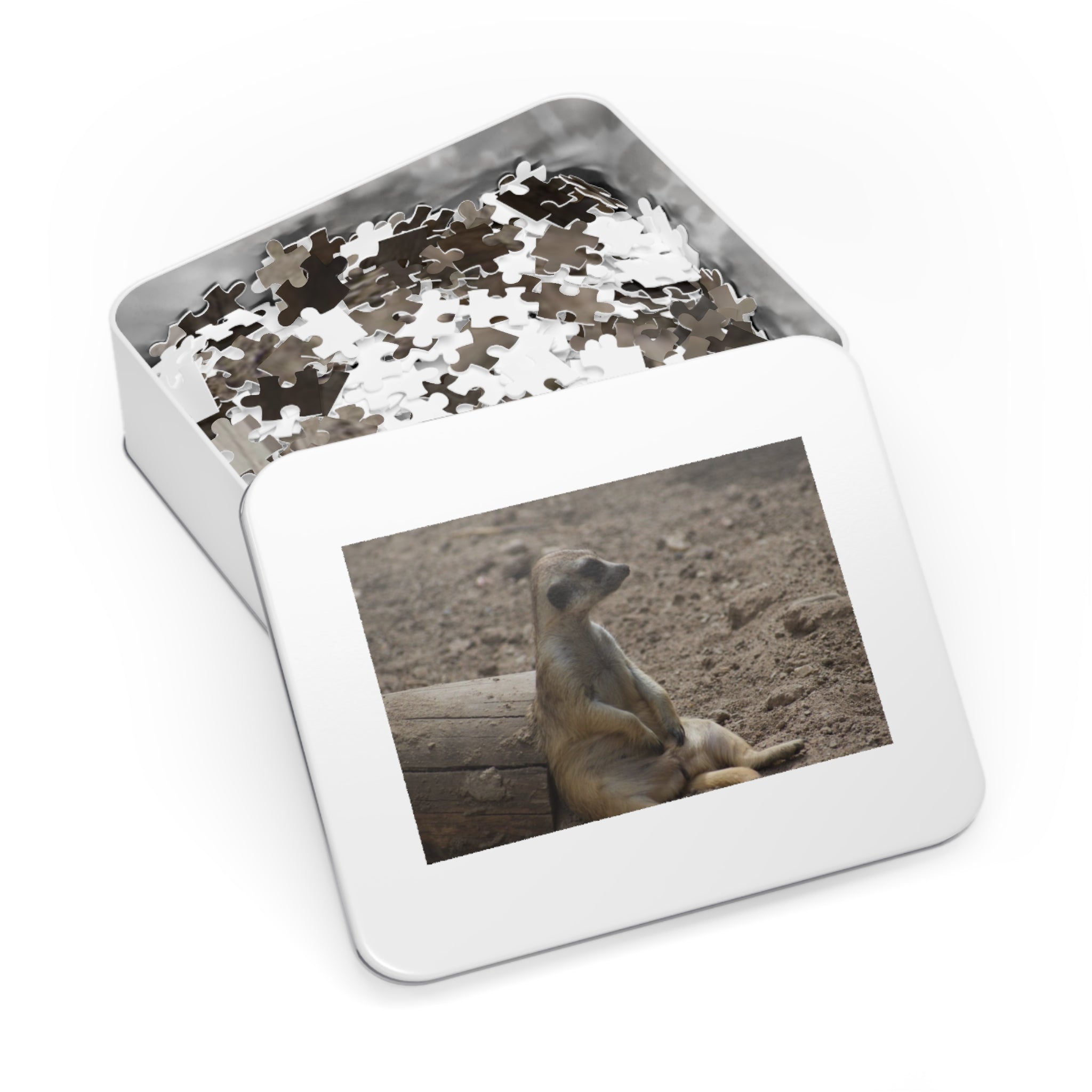 Meerkat Relaxing Jigsaw Puzzle Tin — Wildlife Puzzle Gift