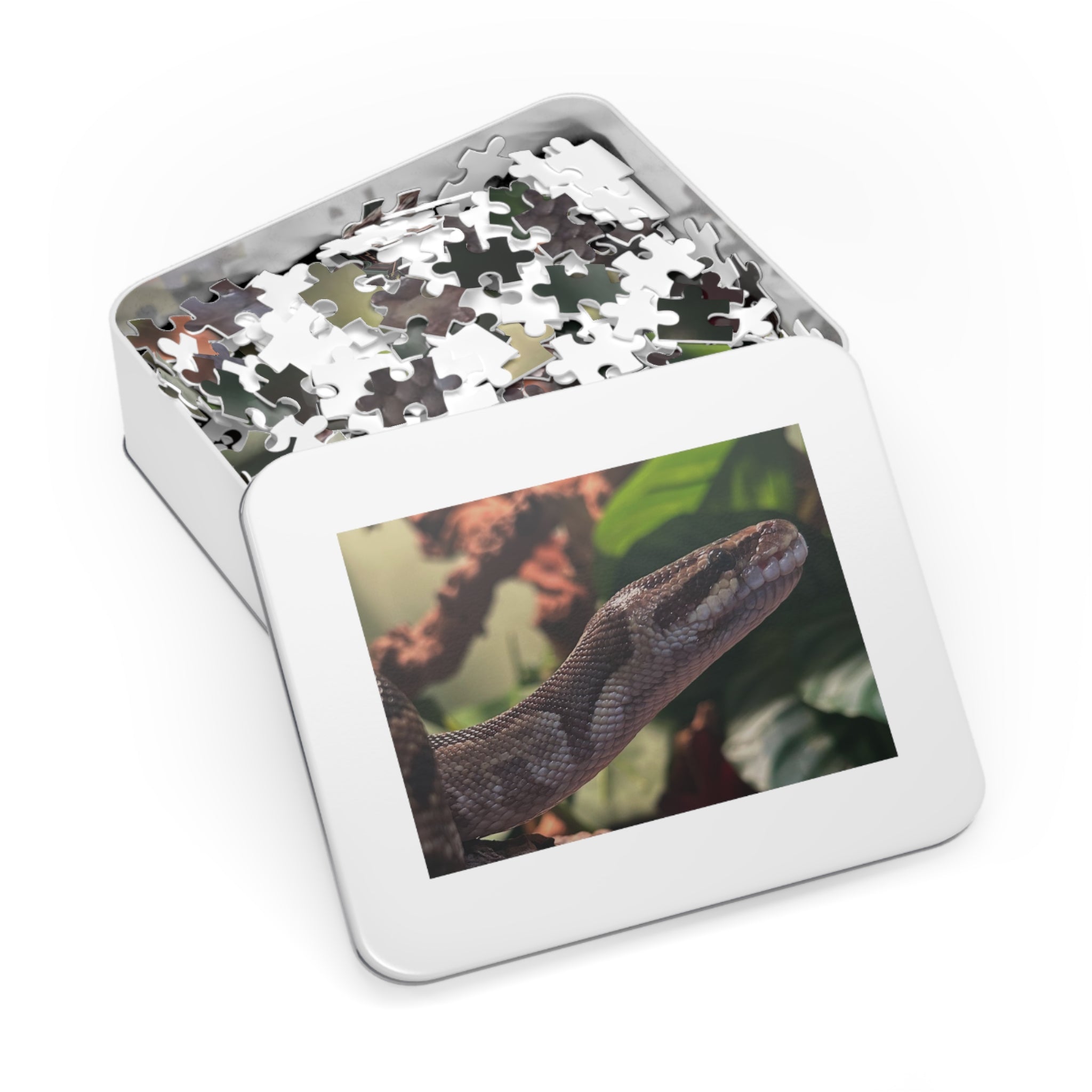 Snake Puzzle — Realistic Ball Python Jigsaw Puzzle with Tin