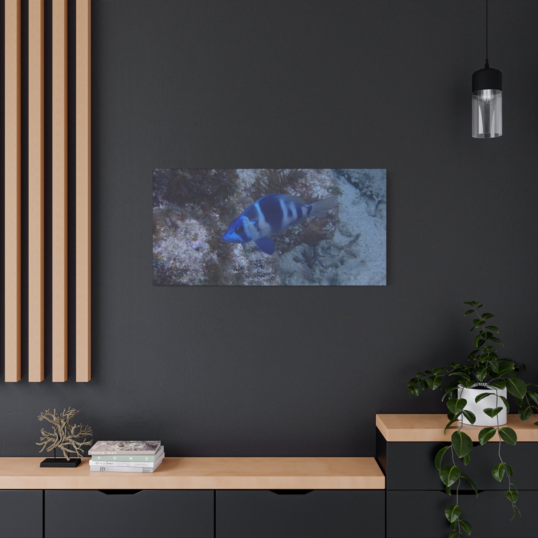Indigo Hamlet Canvas Print — Underwater Matte Stretched Wall Art