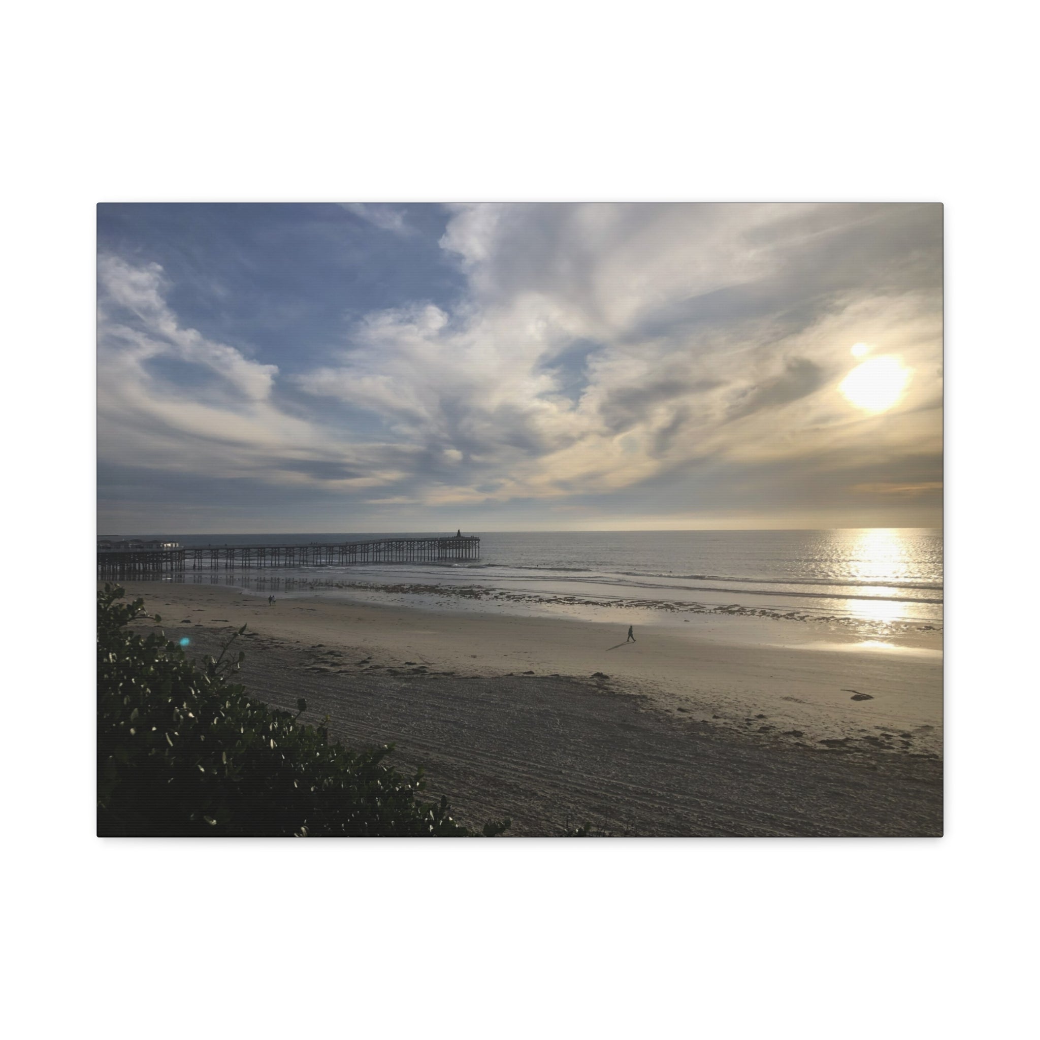 Sunset Pier Beach Canvas Print — Matte Stretched Wall Art