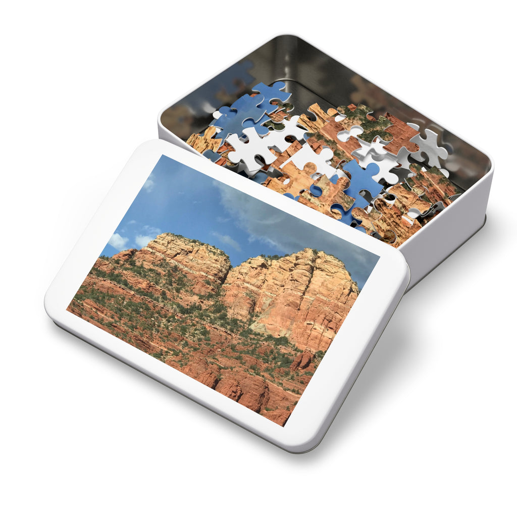 Red Rock Canyon Landscape Jigsaw Puzzle with Tin – Scenic Puzzle Gift