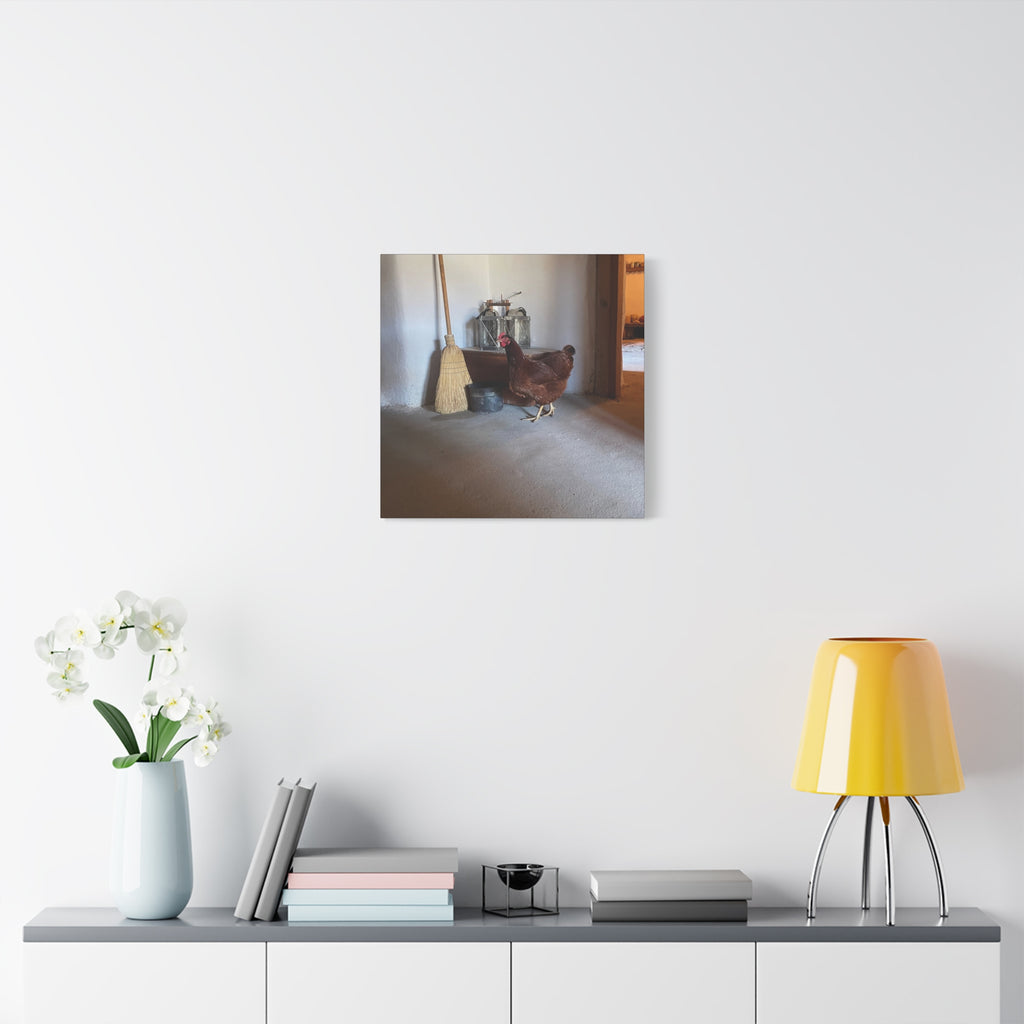 Farmhouse Chicken Canvas Print - Rustic Hen Matte Stretched Wall Art