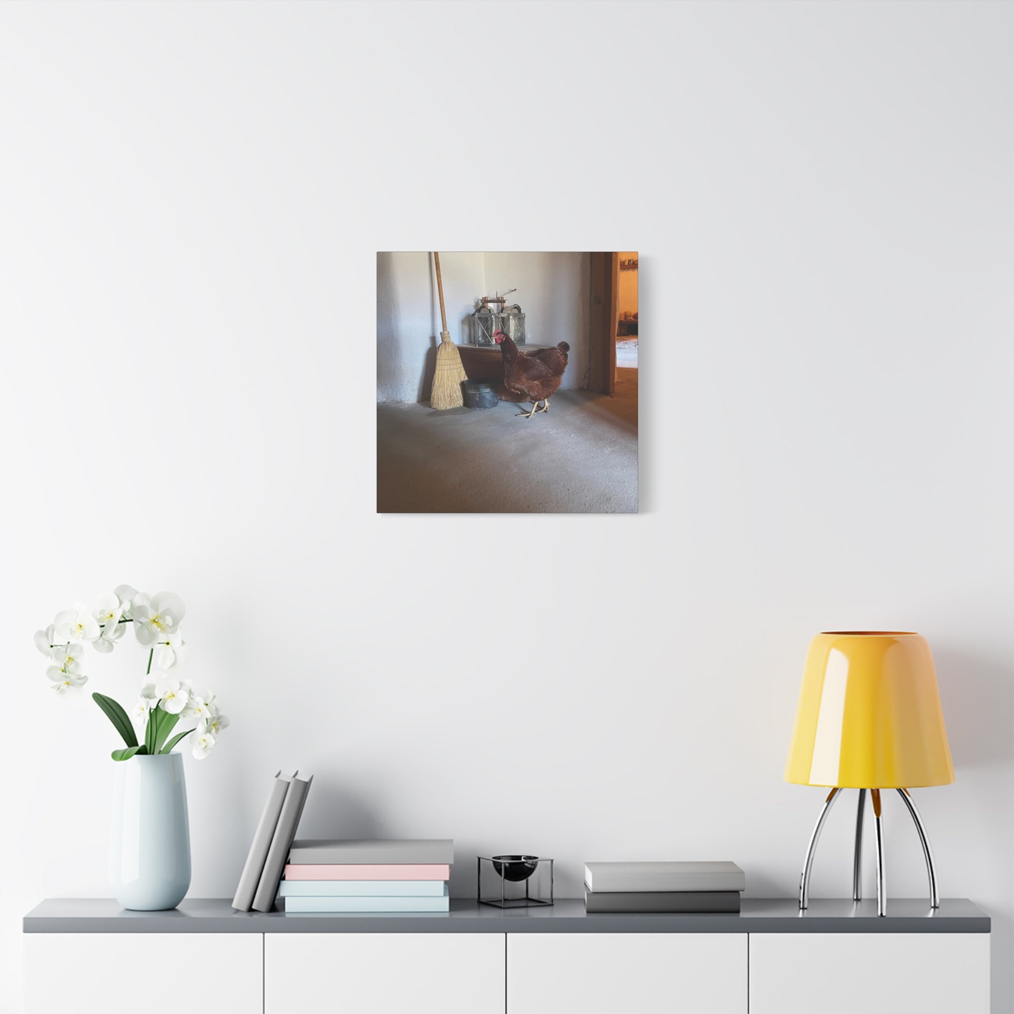Farmhouse Chicken Canvas Print - Rustic Hen Matte Stretched Wall Art