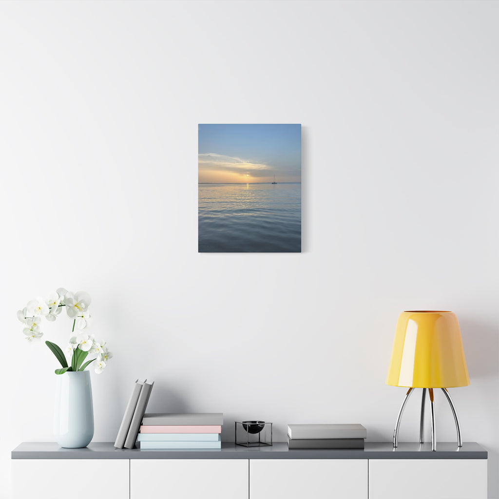Sunset Sail Matte Canvas Print — Tranquil Ocean Wall Art, Stretched 1.25"