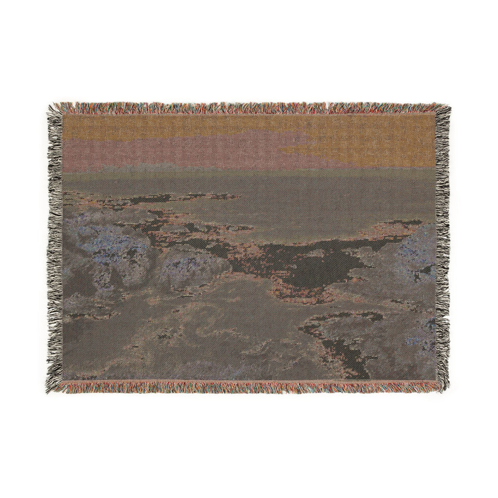 Coastal Ocean Waves Woven Blanket — Seaside Tapestry Throw