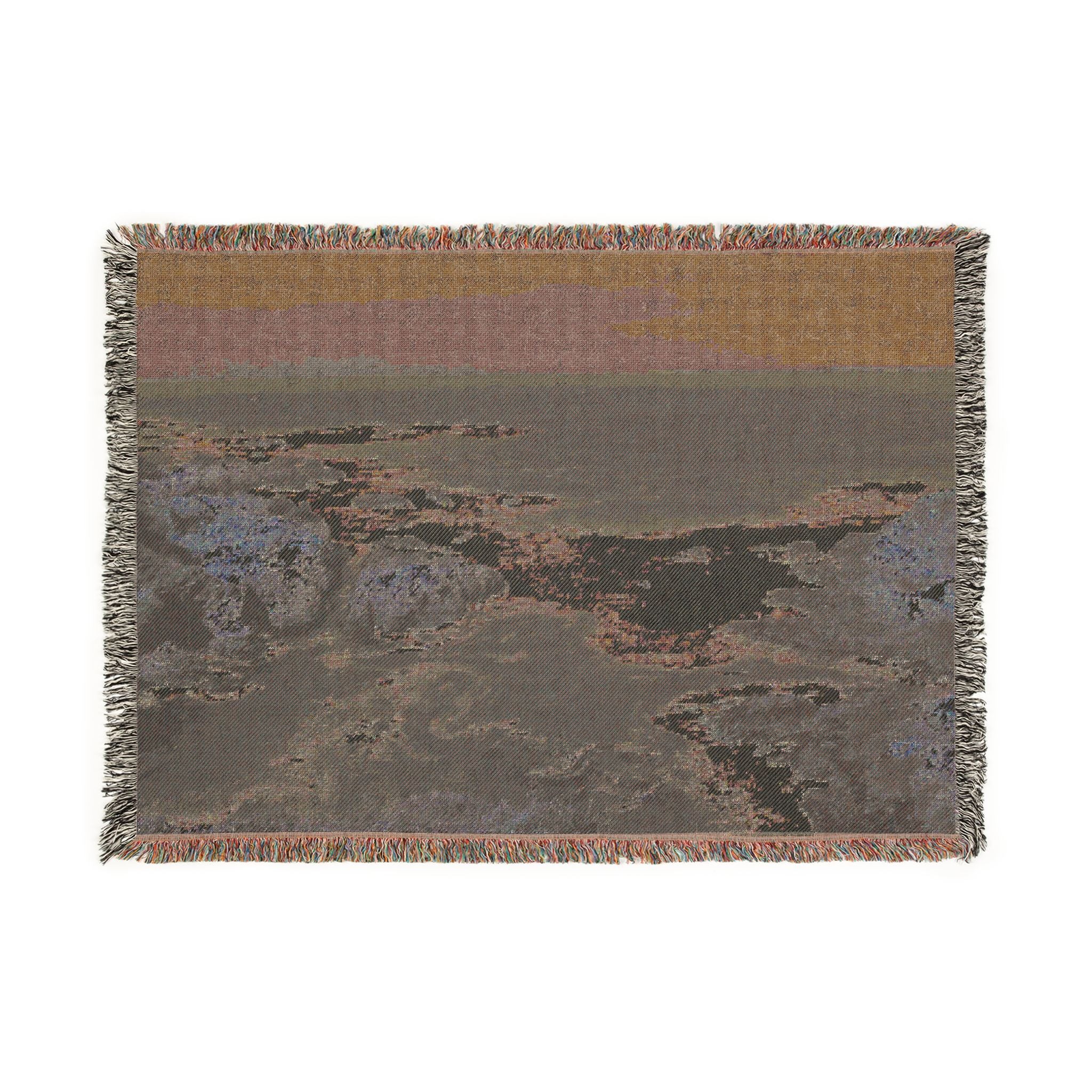 Coastal Ocean Waves Woven Blanket — Seaside Tapestry Throw