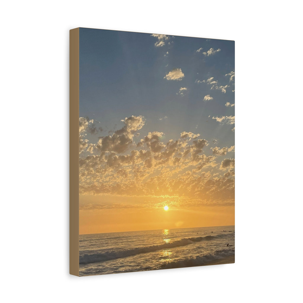 Sunset Over Ocean Matte Canvas Print — Beach Sunrise Wall Art (Stretched 1.25")