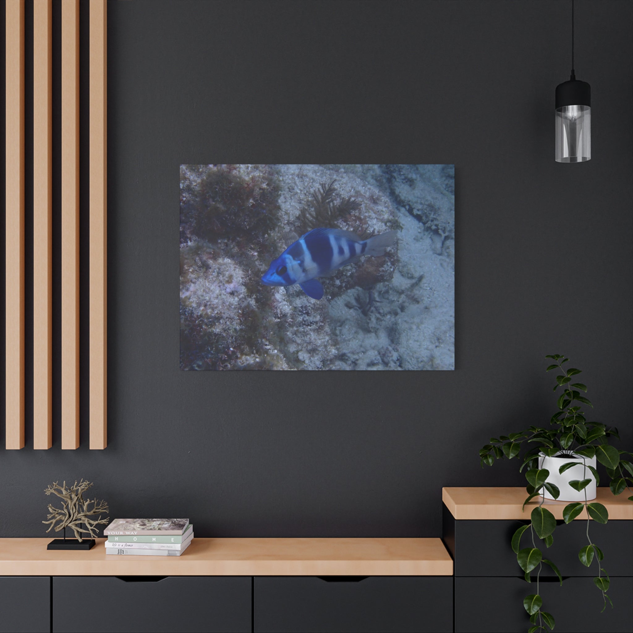 Indigo Hamlet Canvas Print — Underwater Matte Stretched Wall Art