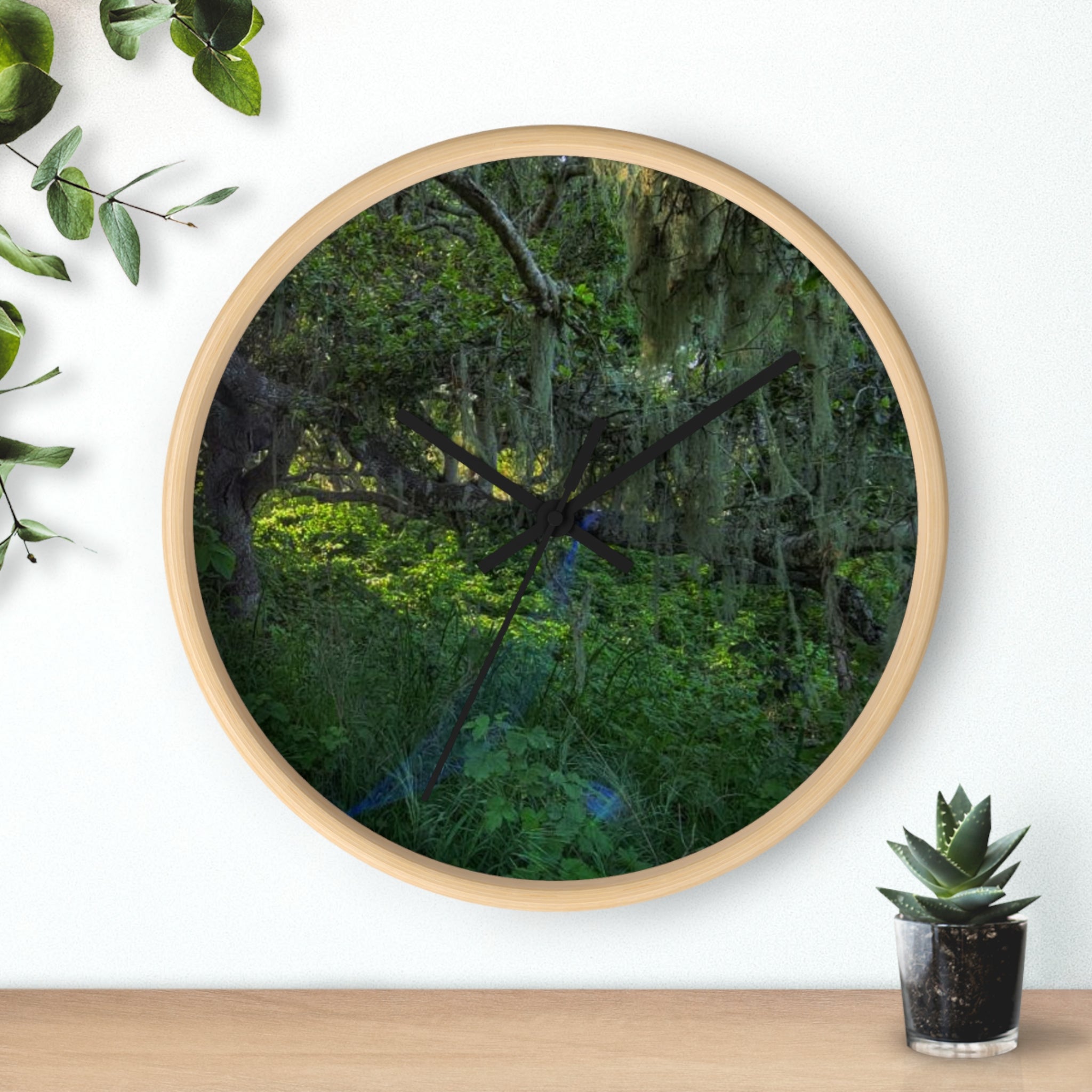 Mossy Forest Wall Clock — Tranquil Green Woodland Timepiece